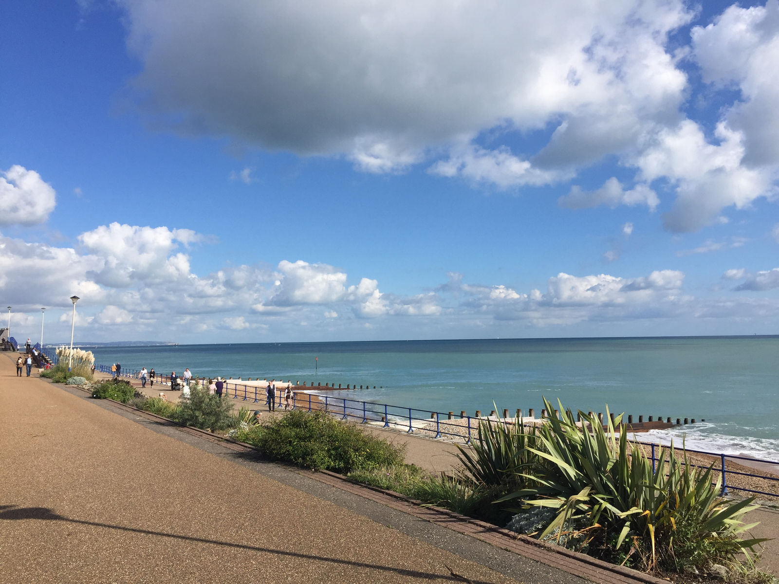 Eastbourne seafront promenade and shoreline beside the West Rocks beach club